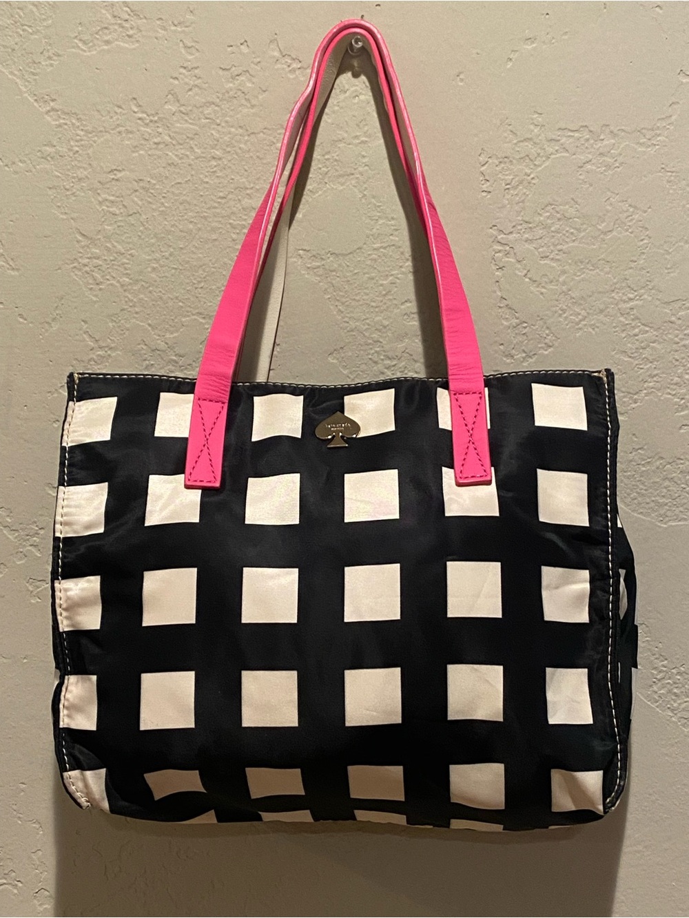 kate spade Berry Street Elise Tote Bag with Pink Leather Handles EUC! 11x10